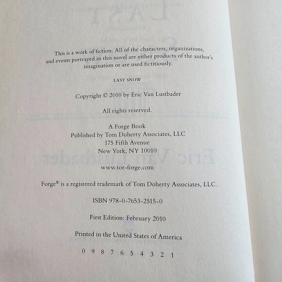 Last Snow By Eric Van Lustbader First Edition Hardcover - Picture 4 of 10